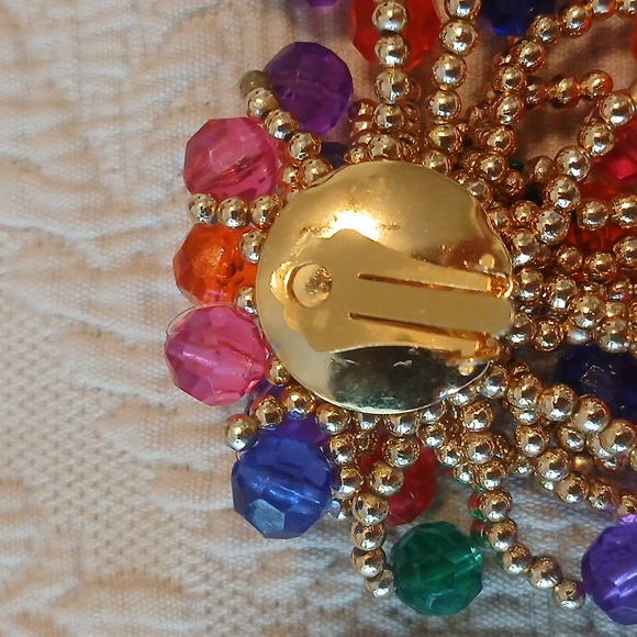 Vintage beaded clip on earrings colorful - Picture 6 of 10